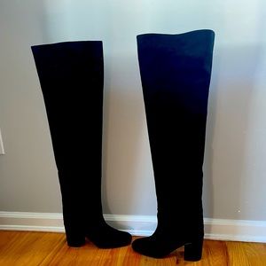 Stuart Weitzman Hightubo Black Suede boots size 6.5.  Fits more like a 7/7.5